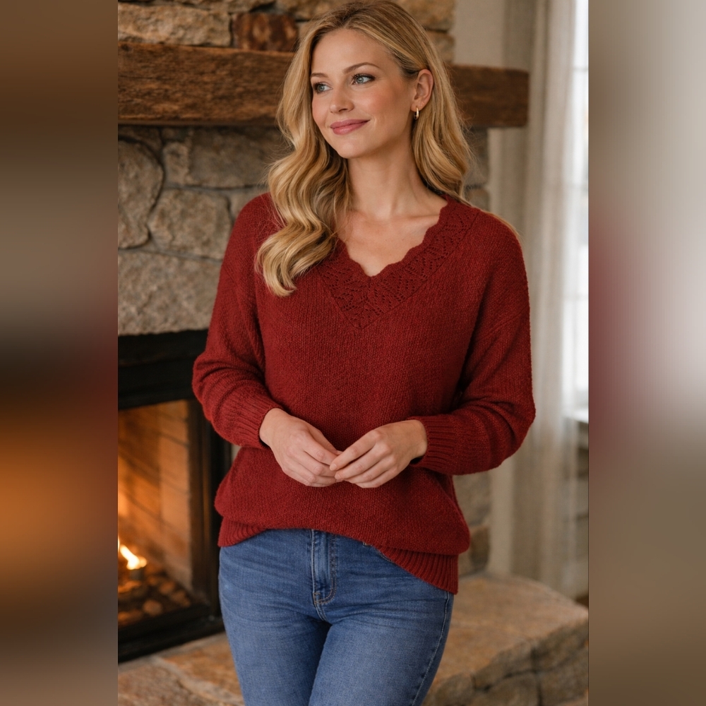 Vintage College Point V-Neck Sweater Size XL